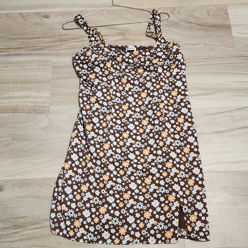 Hollister Brown Floral Spaghetti Stap Dress | Adjustable Straps